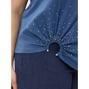 Fiorella Rubino - Camiseta con hotfix y detalle de anilla - Azul