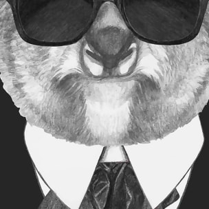 Affiche encadrée koala chic avec lunettes et costume Affiche + cadre en métal - Noir