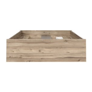 Lit double 140x190cm avec tiroirs effet bois chêne naturel et blanc mat - WANDA