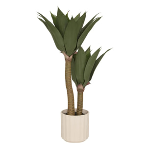 Agave artificiel Nyer H.96cm avec pot blanc