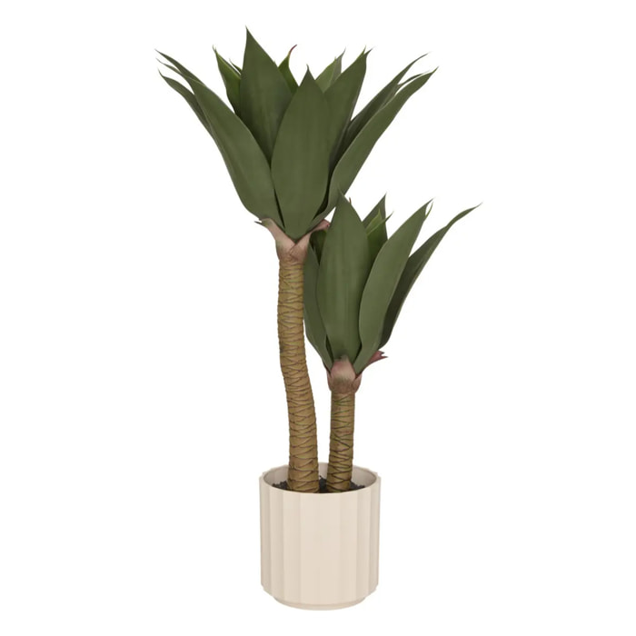 Agave artificiel Nyer H.96cm avec pot blanc