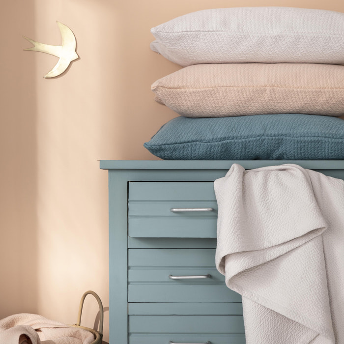 Housse de coussin unie texturée en jacquard de coton, POÈME, Greige