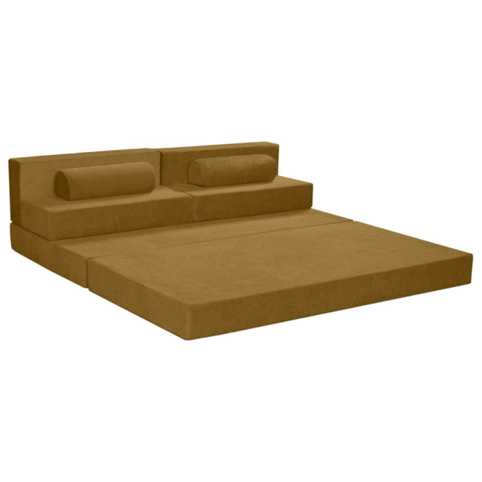 Astral - Canapé 3 places convertible en velours texturé - Marron