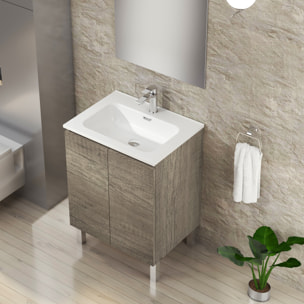 Ensemble de Salle de Bain Lust | 60 cm Nebraska | Deux Portes | Lavabo Encastré | N'inclut pas le Miroir | Meuble Assemblé | Alday
