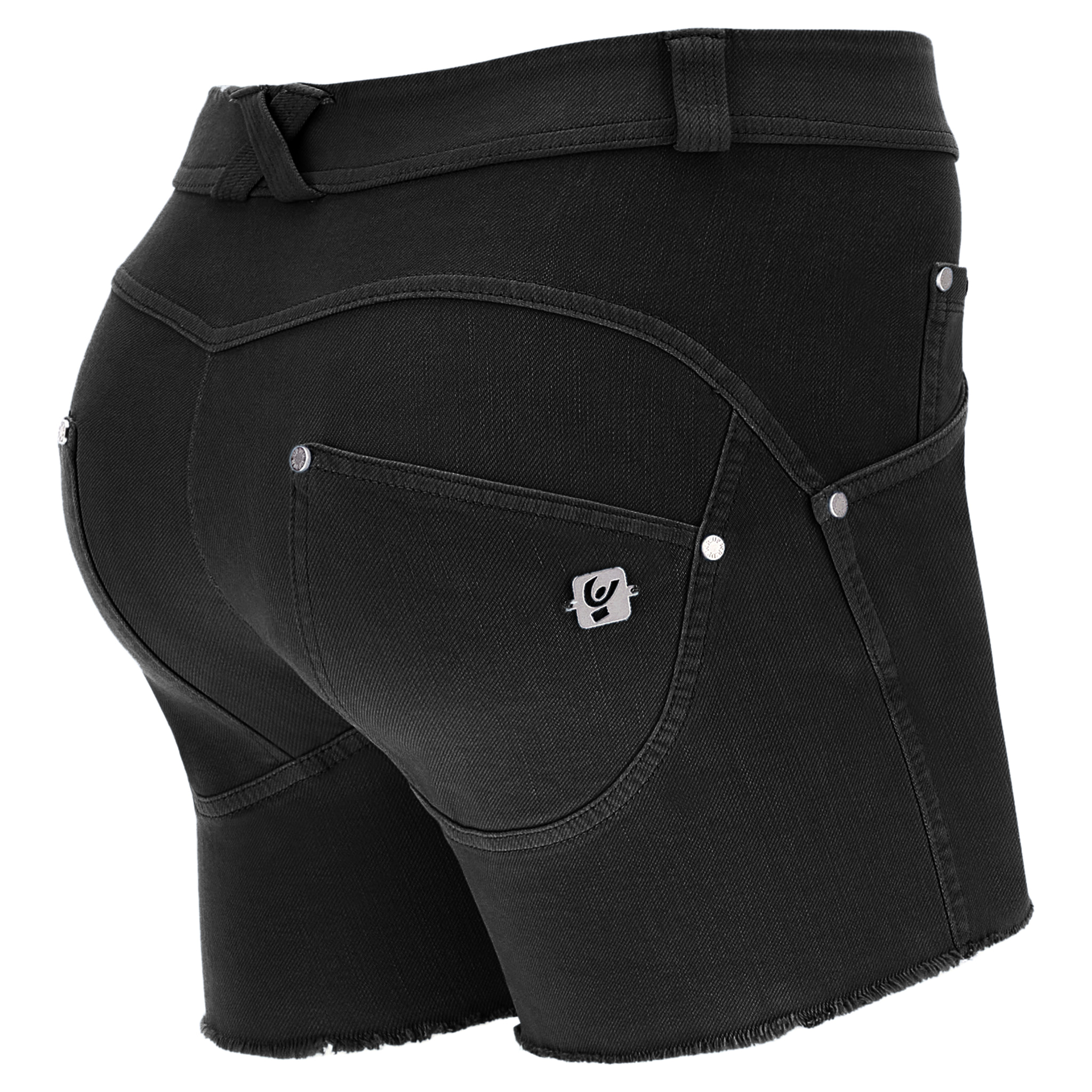 Shorts WR.UP® in denim navetta ecologico fondo sfrangiato e abrasioni