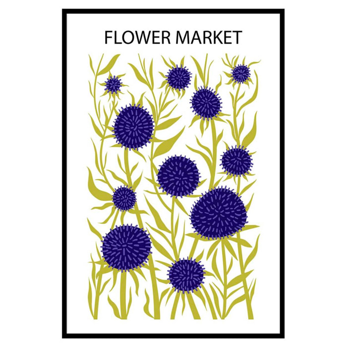 Affiche encadrée fleurs violettes modernes Affiche + cadre en métal - Noir