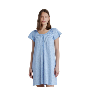 Camicia da notte donna in cotone con manica corta e apertura sul davanti articolo little flower Noidinotte