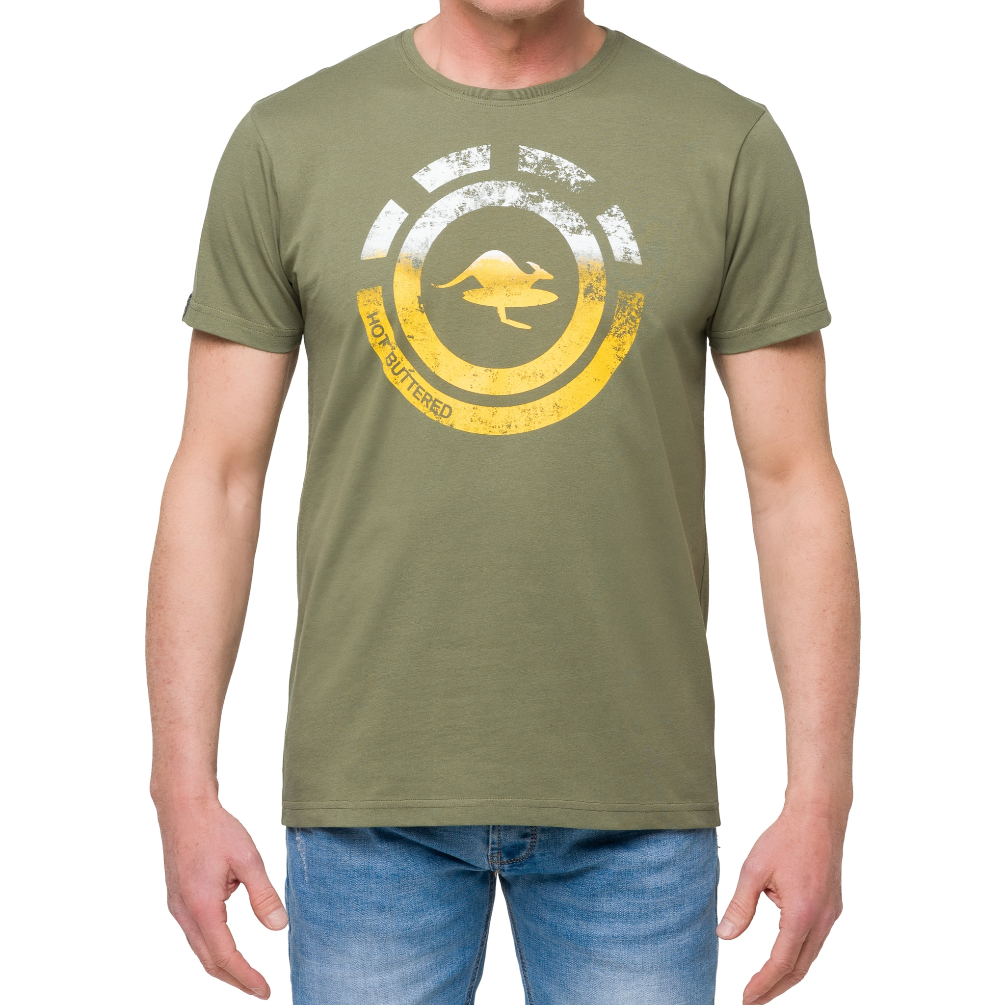 T-shirt in cotone 150 gr Hot Buttered Nahua Colore Verde militare.