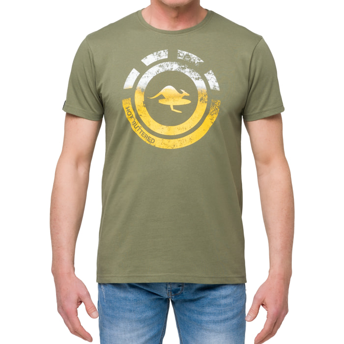 T-shirt in cotone 150 gr Hot Buttered Nahua Colore Verde militare.