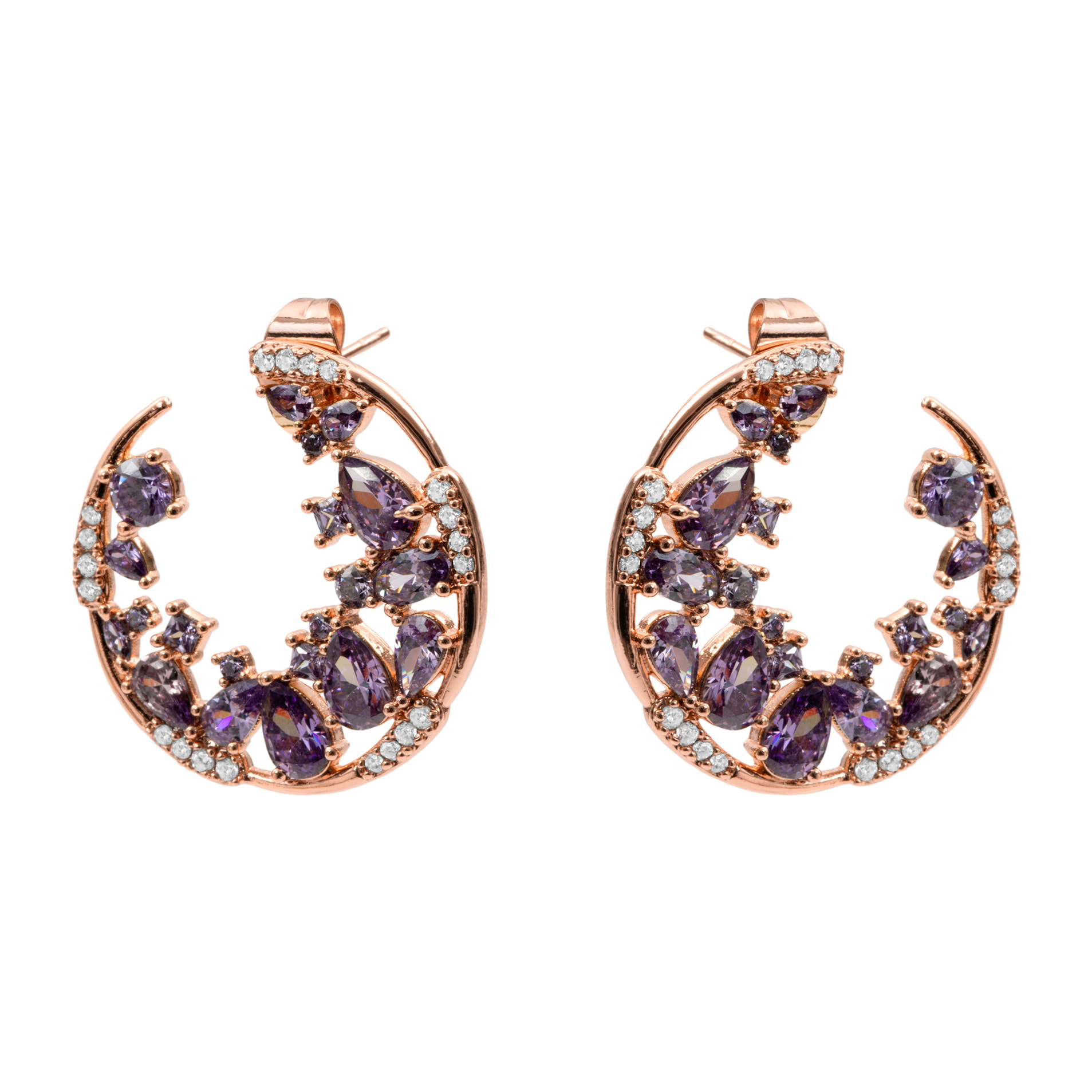 Pendientes Sabach acabado oro rosa 18k