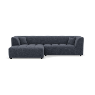 Curtis - canapé d'angle gauche 4 places avec accoudoir en tissu texturé - Bleu