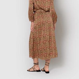 Falda midi evasé satén railay rojo