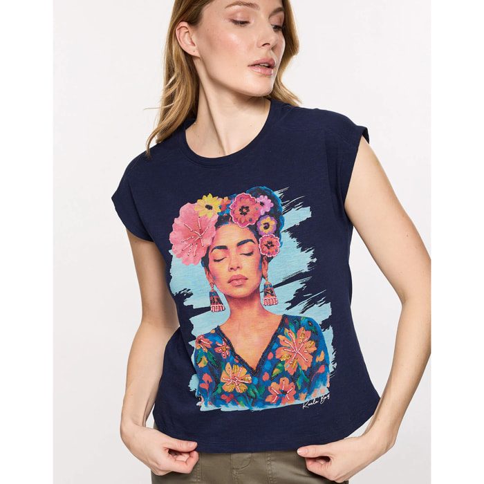 Camiseta Estampada Azul Marino - Freya