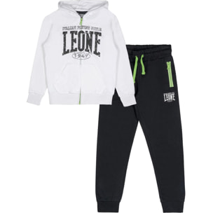 Tuta da bambino in cotone non garzato con cappuccio e zip Leone Boxing