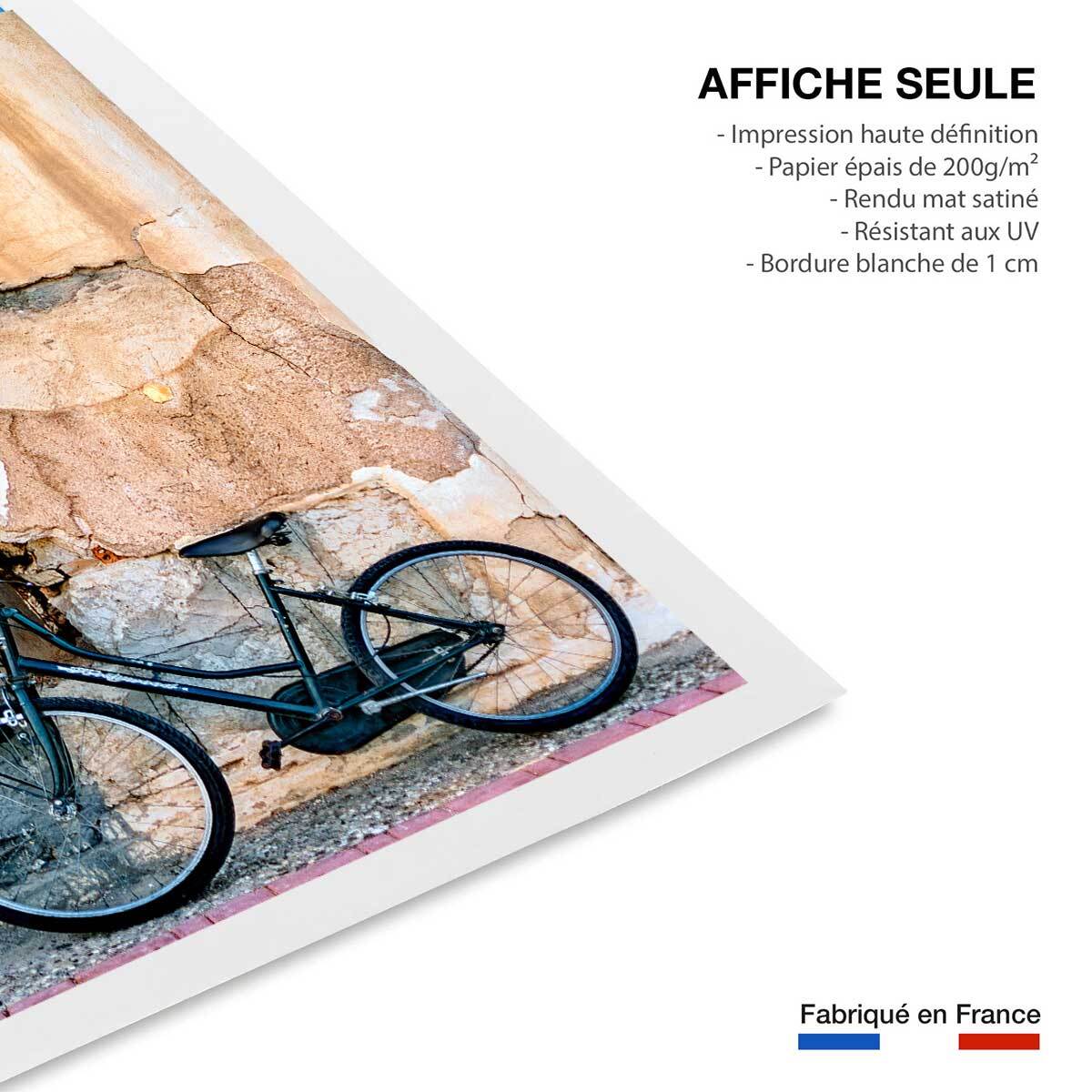 Poster bicyclette bleue Affiche seule