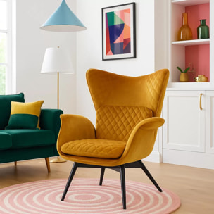 Fauteuil Tudor velours ocre Kare Design