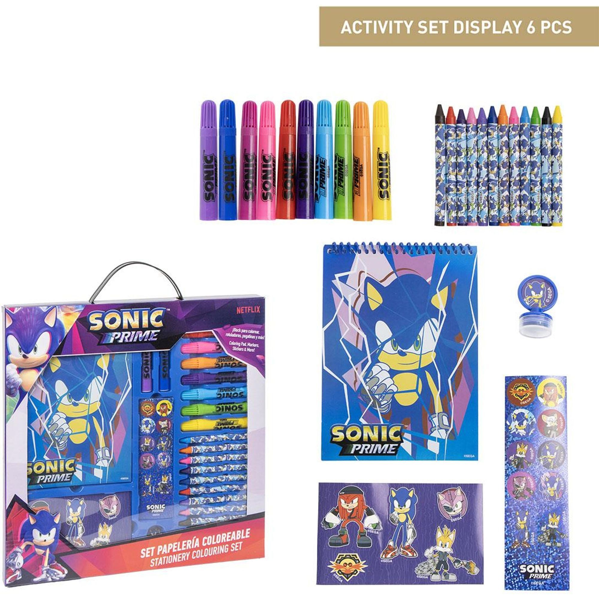 Set Papelería Coloreable Display Sonic Prime