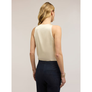 Motivi - Top de raso de hombro ancho - Blanco