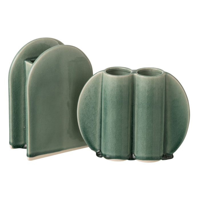 J-Line Vase Bart - porcelaine - vert foncé
