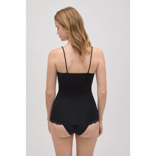 Canottiera nera con spalline in bambù