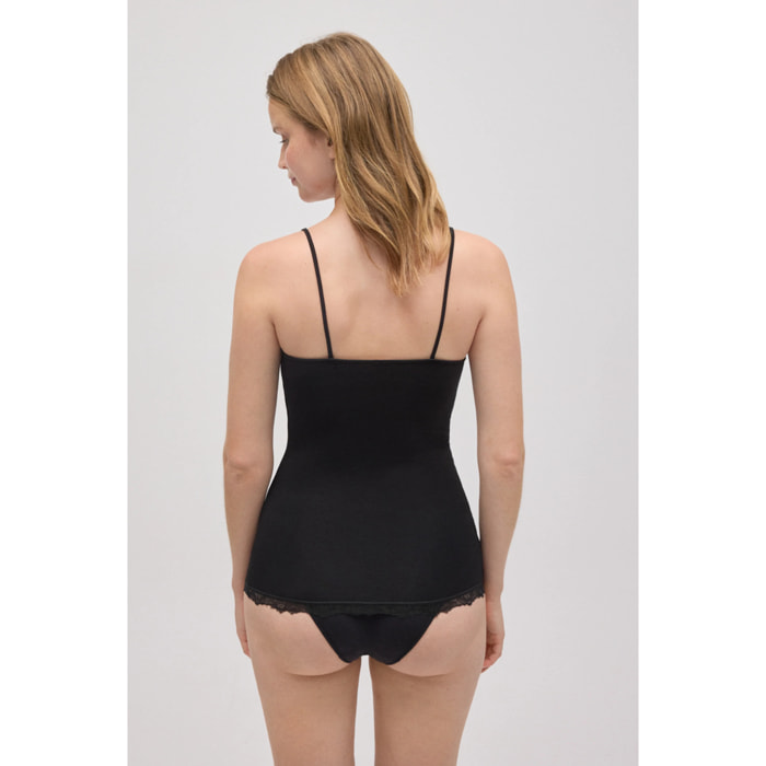 Canottiera nera con spalline in bambù