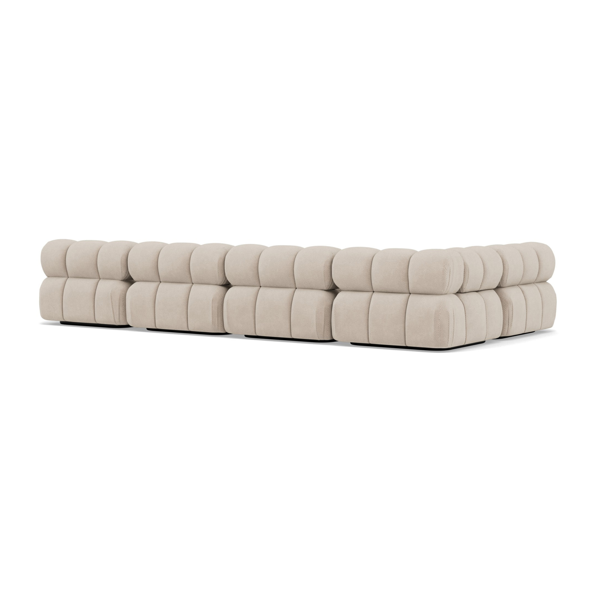 Ruby - canapé panoramique modulable d'angle gauche 7 places en velours texturé - Beige