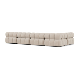 Ruby - canapé panoramique modulable d'angle gauche 7 places en velours texturé - Beige