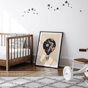 Affiche enfant montgolfiere en cosmos  Affiche seule