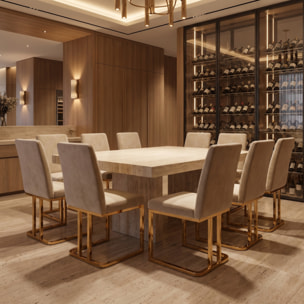 Sedia Imbottita in Effetto Velluto con Gambe Oro, Design Moderno ed Elegante per Sala da Pranzo, Cucina, Soggiorno, Studio e Ufficio