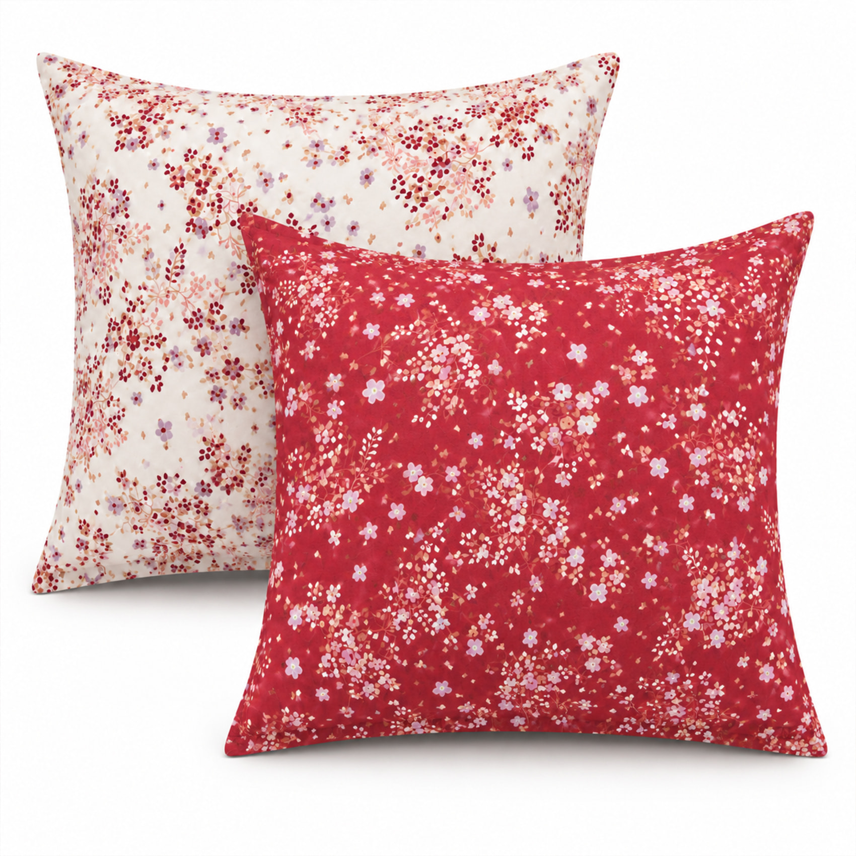 Taie d’oreiller satin de coton 110 fils motif floral - Bordeaux