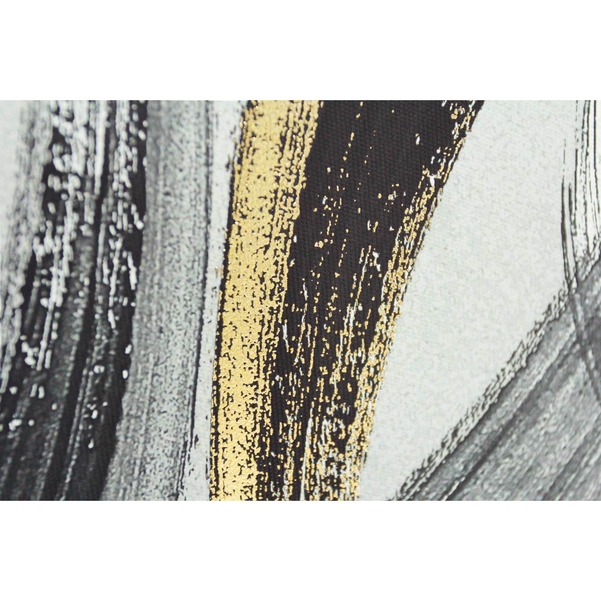 Cuadro Sign poliéster negro-gris-dorado 92x62x4 cm