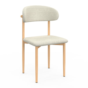 Chaises Callisto en tissu beige et pieds métal - lot de 6
