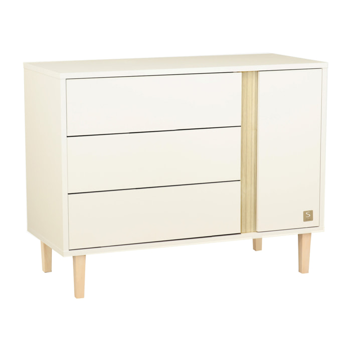 Commode 3 tiroirs et 1 porte pieds bois