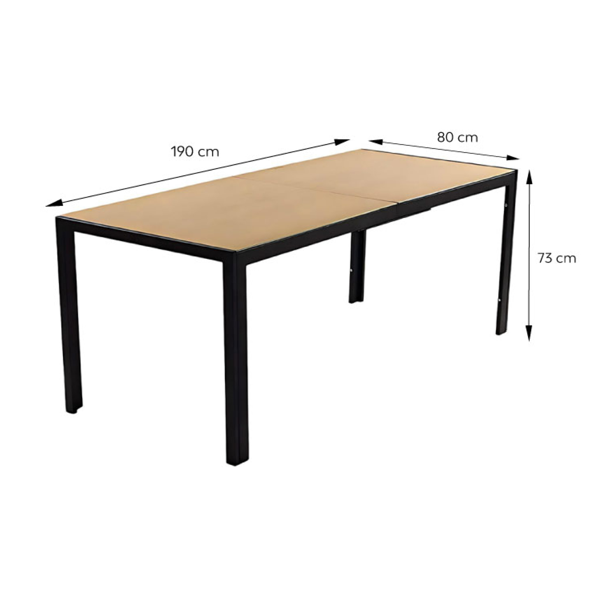 Salon de jardin 8 places avec table 190cm effet bois PANAY