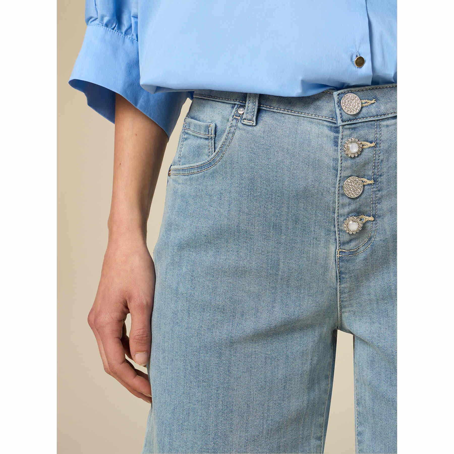 Oltre - Shorts in denim stone bleached - Azzurro