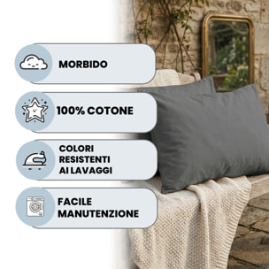 COPPIA FEDERE MAX COLOR, 100% Cotone, Made in Italy - FUMO