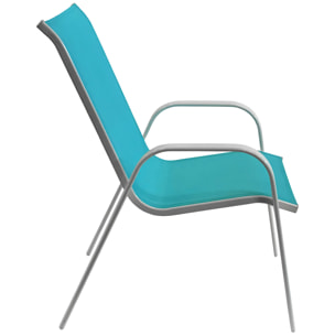 Lot de 6 chaises MARBELLA en textilène bleu - aluminium blanc