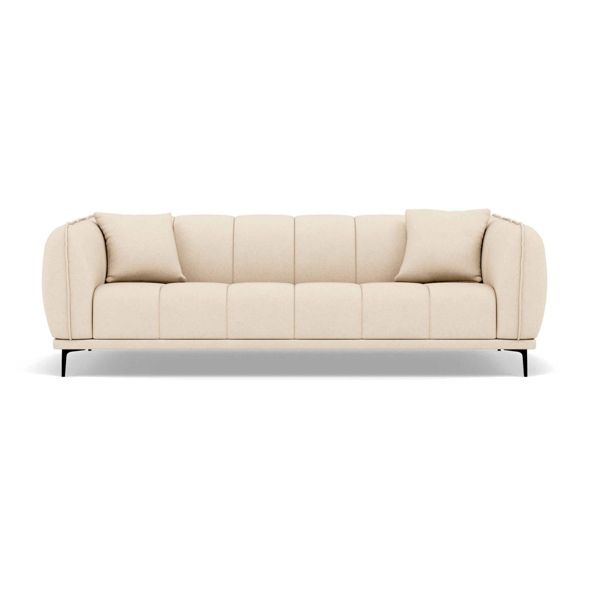 Arsene - Canapé droit 3 places en velours texturé - Beige