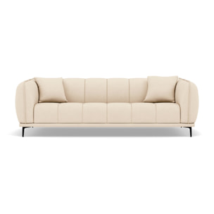 Arsene - Canapé droit 3 places en velours texturé - Beige