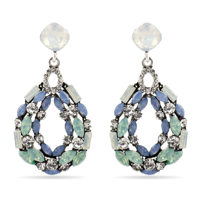 Pendientes con Cristal Multicolor acabado plata