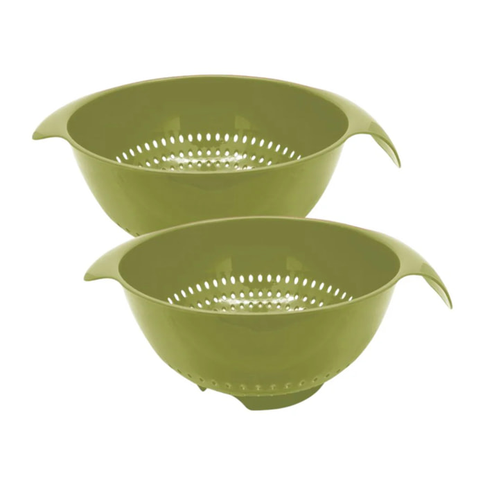 Ensemble de 2 Passoires en plastique vert 23 cm de diamètre Fackelmann Zéro