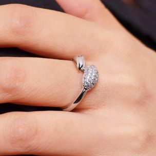 Anello Contrarié Lucido con Pavé di Cubic Zirconia