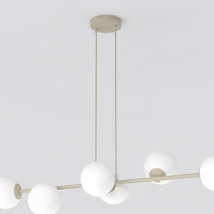 Lampada a sospensione Magnus in acciaio moka e vetro opale
