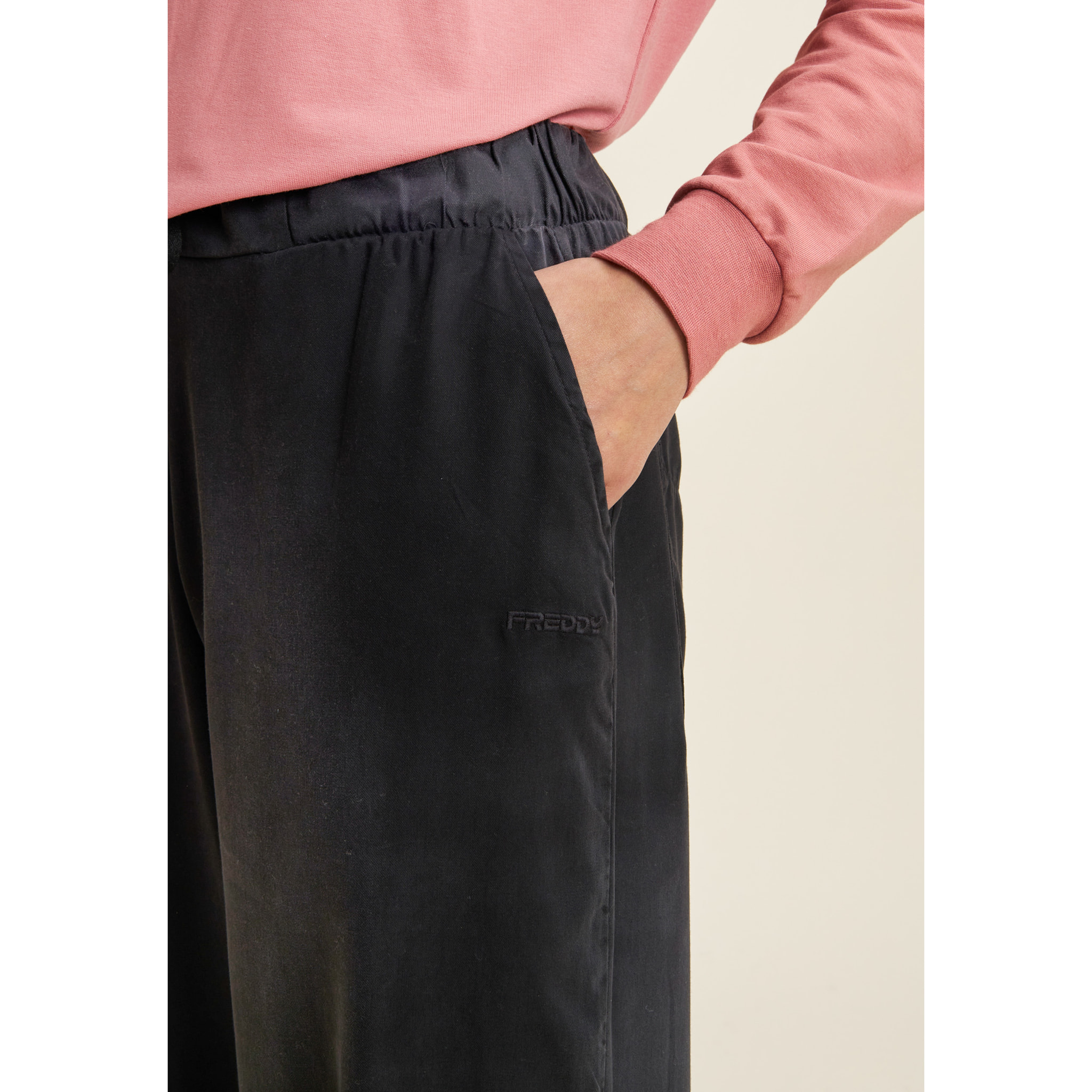 Pantaloni wide leg in Twill di Lyocell