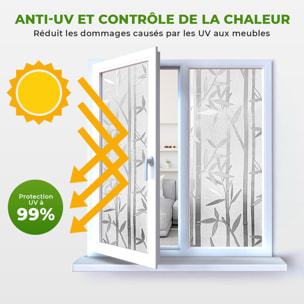 Rouleau occultant vitrostatique bambous pour fenêtre au mètre - Film Anti Regard Electrostatique Occultant Vitre Anti UV