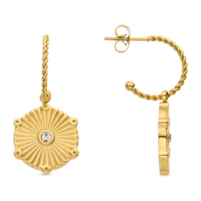 Pendientes de Circonita Brillante acabados en oro amarillo de 18K- Rira