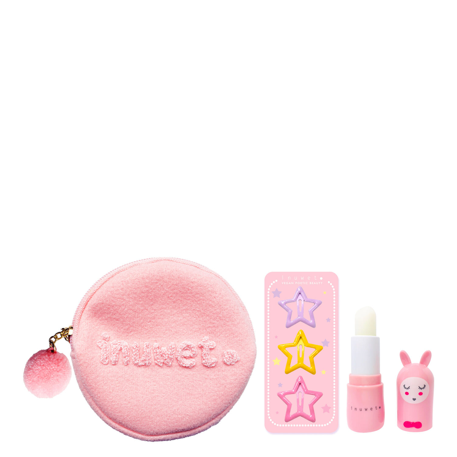 Sweet Winter - Trousse Mini Pompon Baume à Lèvres + 3 Barrettes Étoile à Clip