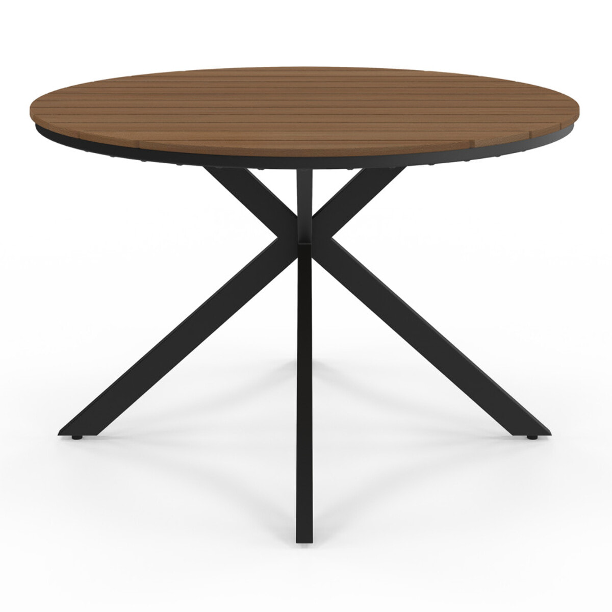 Table de jardin Milazzo ronde en polywood et pieds croisés 120cm