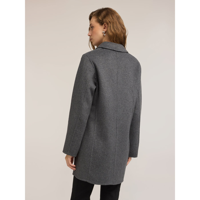 Motivi - Cappotto reversibile in panno misto lana - Grigio