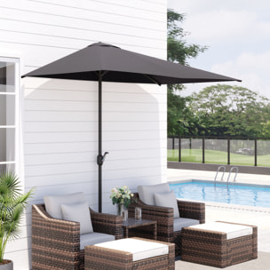 Demi-parasol Ø 230 cm Parasol de balcon terrasse avec manivelle Protection solaire UV Polyester pour contre au mur, porche, balcon crème
